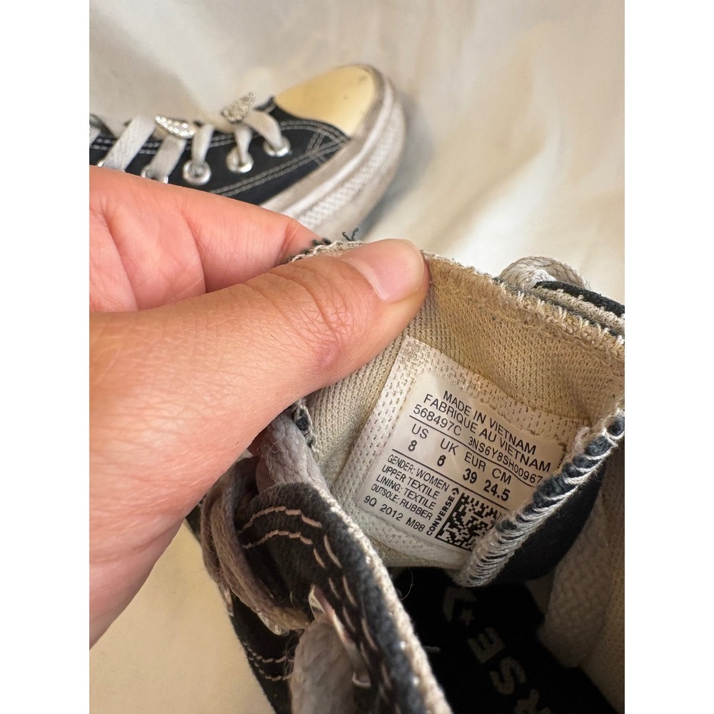 Converse Chuck Taylor All Star Move Platform High Top Black Rhinestone Heart 8 - Picture 5 of 7
